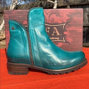 Jafa 497 Slip On Ankle Boots Teal Size 38